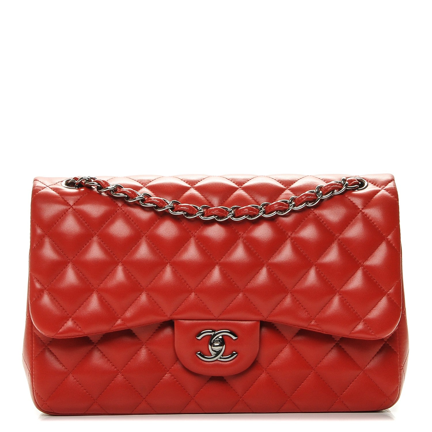Chanel Lambskin Quilted Jumbo Double Flap Red 1 of 7