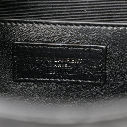 Saint Laurent Grain De Poudre Textured Mixed Matelasse Triquilt Small Monogram Monochrome Satchel Black 6 of 10