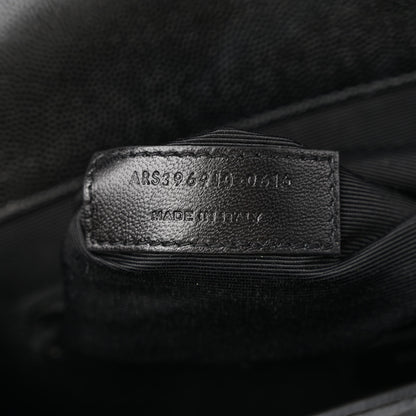 Saint Laurent Grain De Poudre Textured Mixed Matelasse Large Triquilt Monogram Monochrome Satchel Black 7 of 12