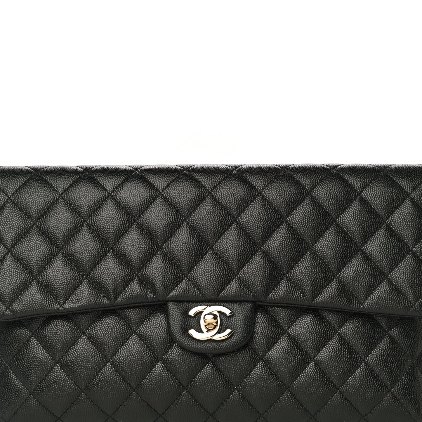 Caviar Quilted Flap Clutch Black