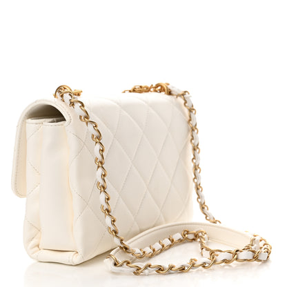Chanel Lambskin Quilted Small CC Crystal Logo Chain Flap White 3 of 10