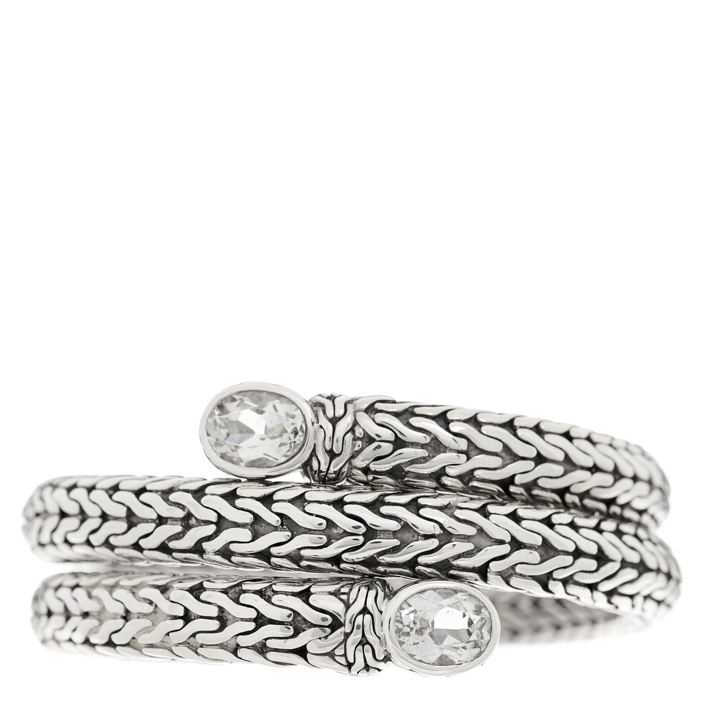 Sterling Silver White Topaz Double Coil Bracelet
