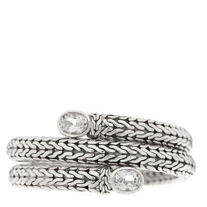John Hardy Sterling Silver White Topaz Double Coil Bracelet 1 of 4