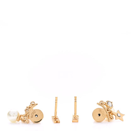 Christian Dior Pearl Crystal Dio(r)evolution Earrings Aged Gold 3 of 5