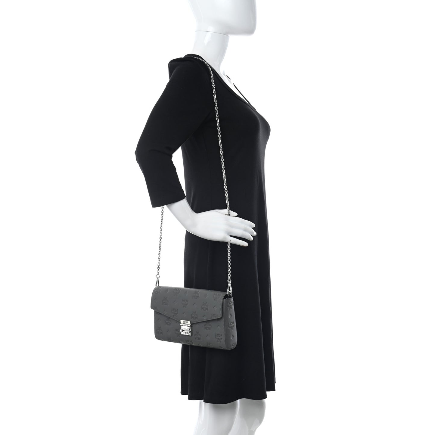 Calfskin Ottomar Monogram Medium Millie Crossbody Bag Charcoal
