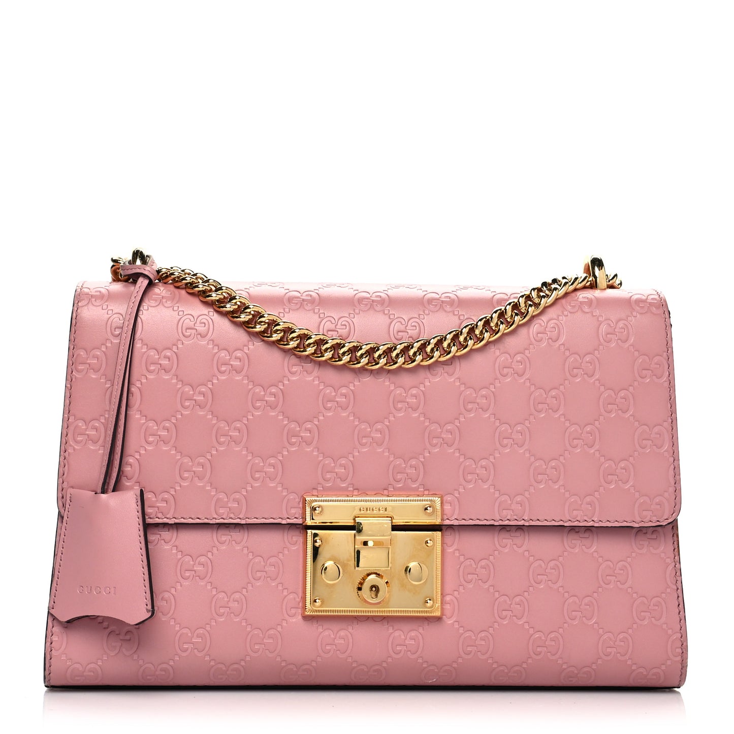 Guccissima Signature Medium Padlock Shoulder Bag Rose Baby Candy