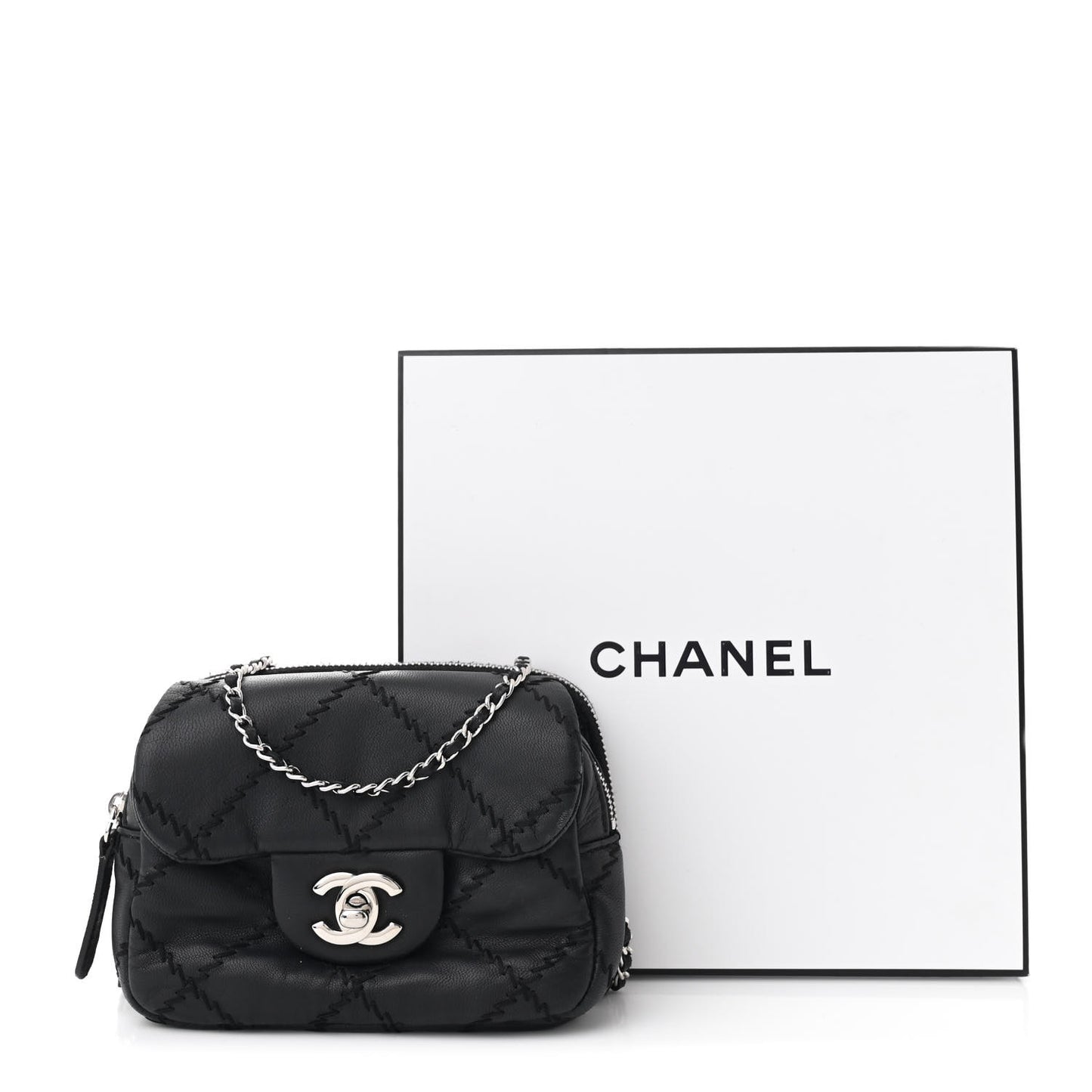 Lambskin Stitched New Mini Flap Black