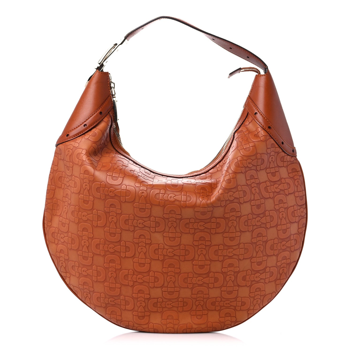 Gucci Calfskin Horsebit Embossed Glam Hobo Tan 1 of 14