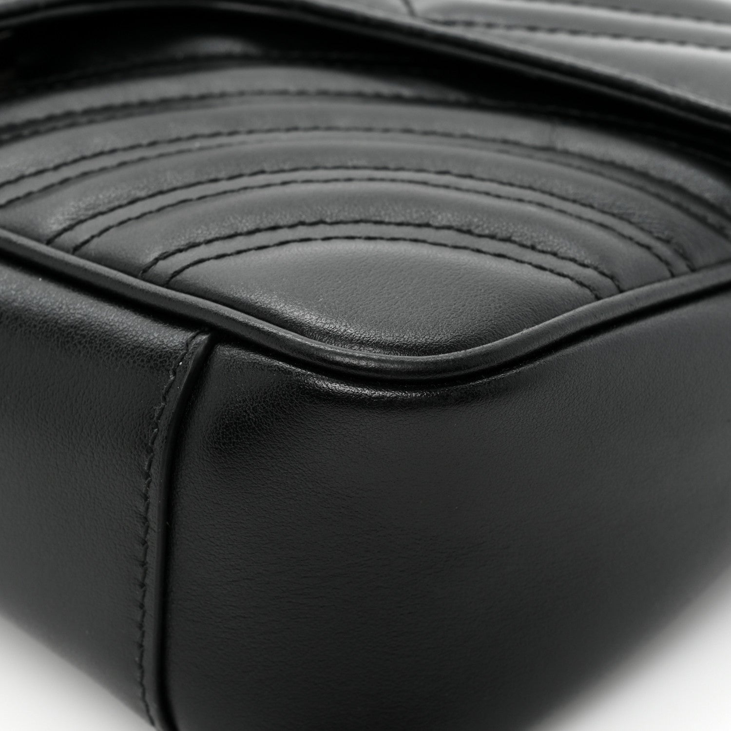 Gucci Calfskin Matelasse Monochrome Small GG Marmont Shoulder Bag Black 12 of 14