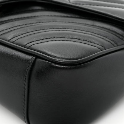 Gucci Calfskin Matelasse Monochrome Small GG Marmont Shoulder Bag Black 12 of 14
