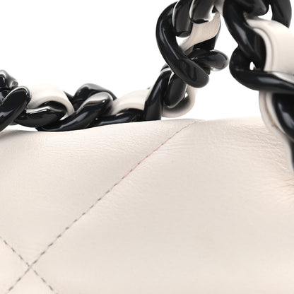 Chanel Glossy Calfskin Quilted Medium Chanel 19 Flap White Black 10 of 10
