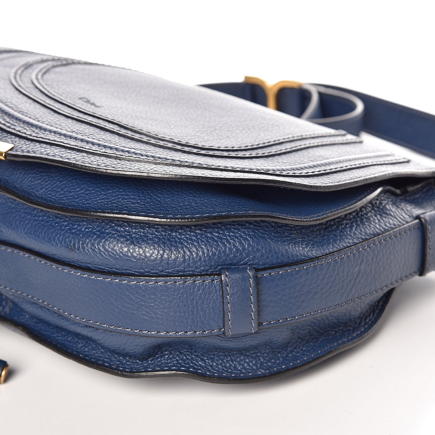 Calfskin Medium Marcie Round Crossbody Bag Royal Navy