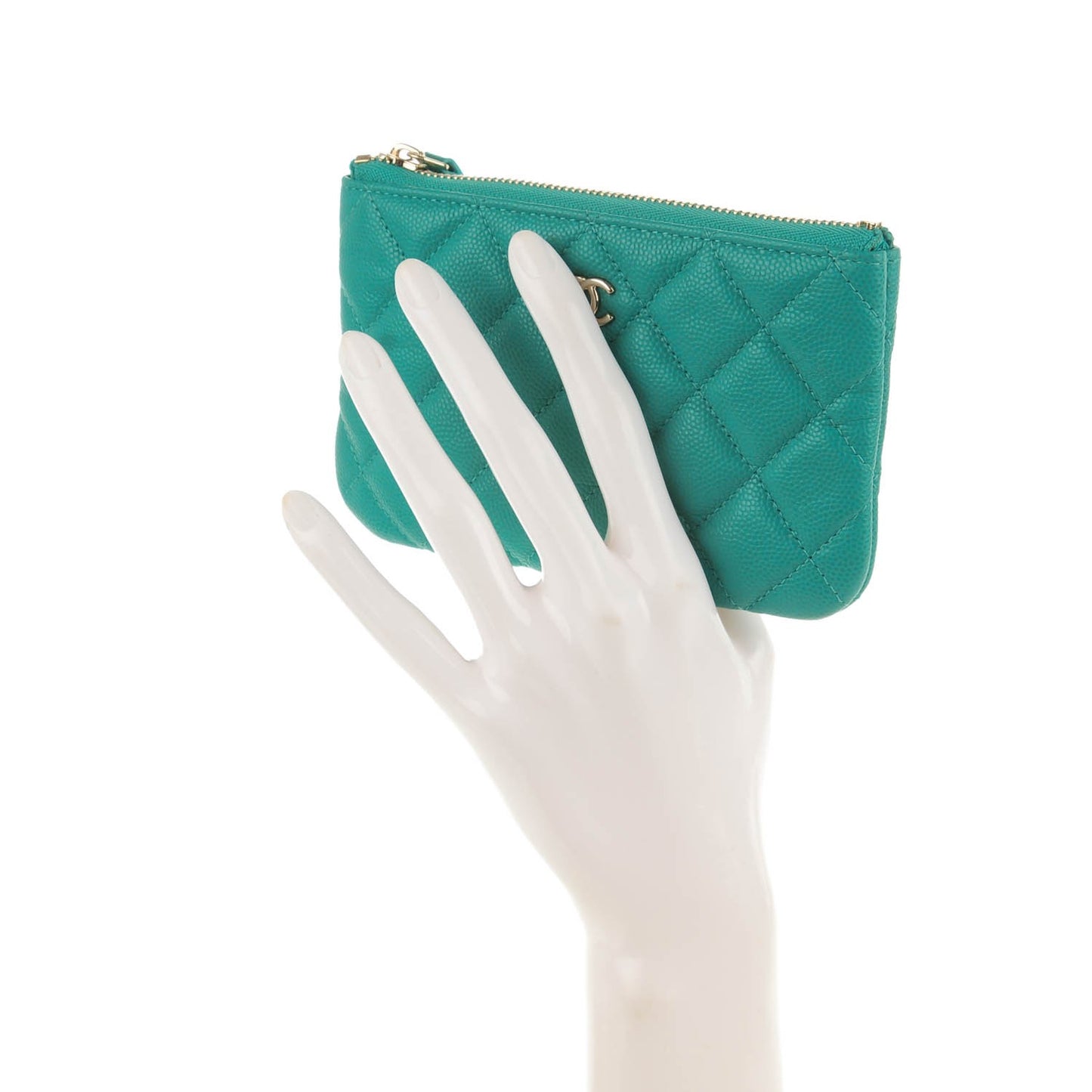 Caviar Quilted Coin Purse Case Turquoise