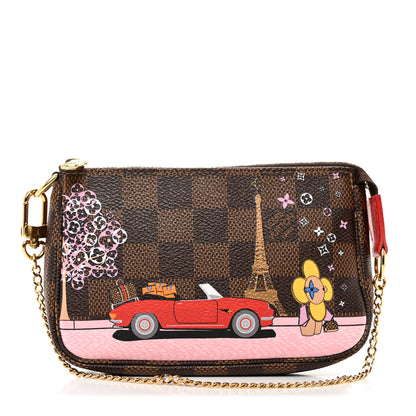 Louis Vuitton Damier Ebene 2019 Christmas Animation Mini Pochette Accessories Red 1 of 7