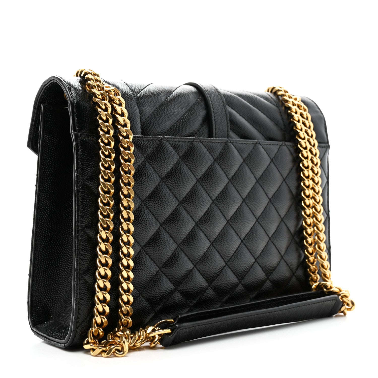 Saint Laurent Grain De Poudre Textured Mixed Matelasse Triquilt Medium Monogram Satchel Black 3 of 11