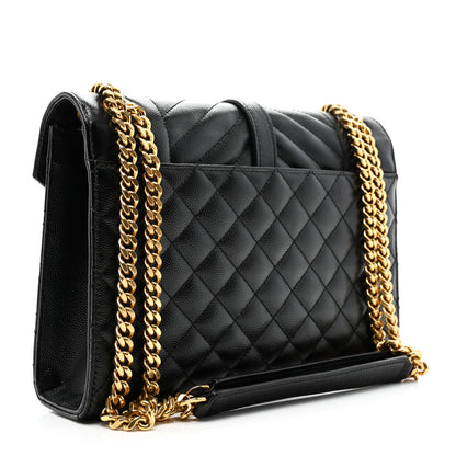 Saint Laurent Grain De Poudre Textured Mixed Matelasse Triquilt Medium Monogram Satchel Black 3 of 11