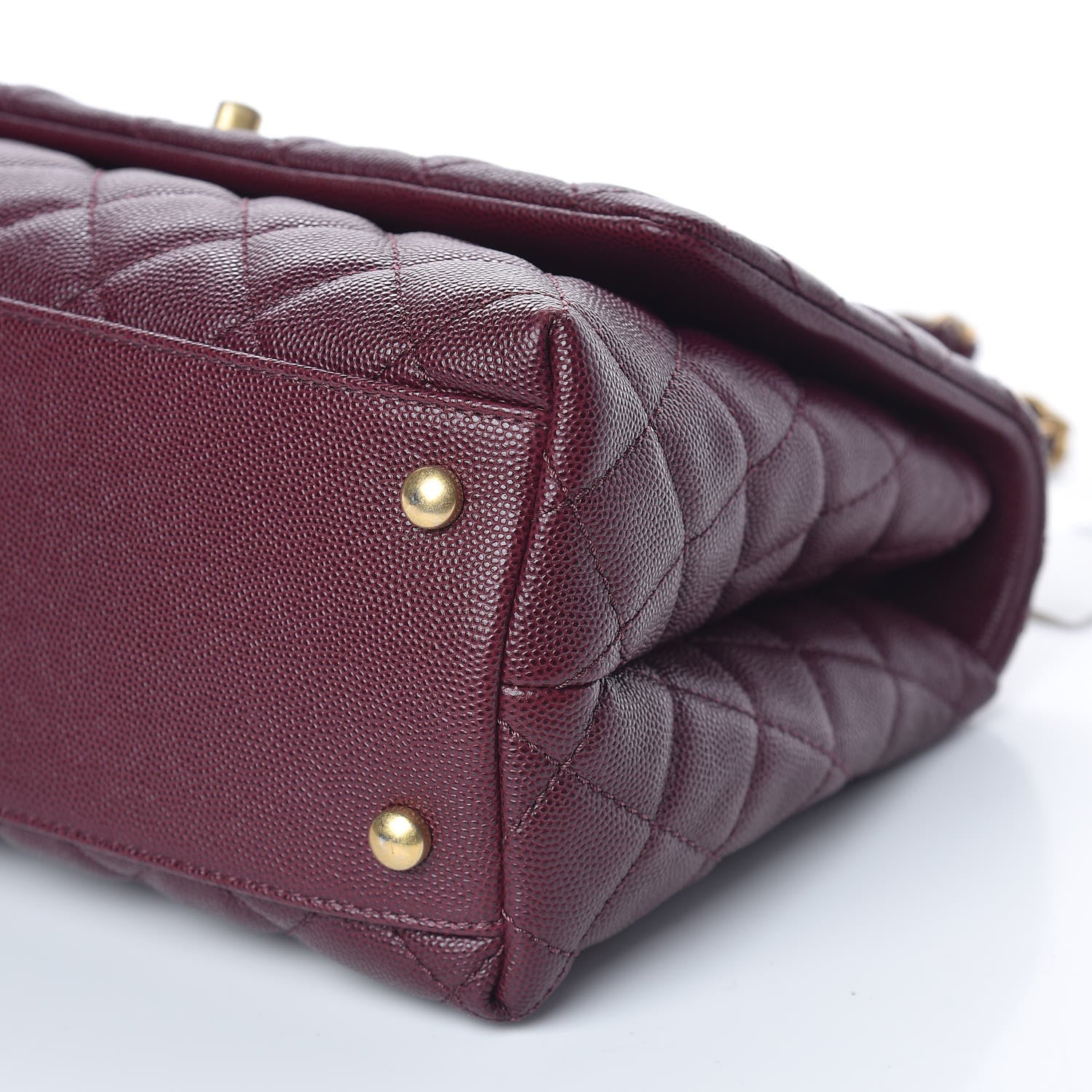 Chanel Caviar Elaphe Quilted Small Coco Handle Flap Burgundy 9 of 10
