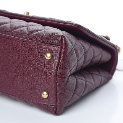 Chanel Caviar Elaphe Quilted Small Coco Handle Flap Burgundy 9 of 10