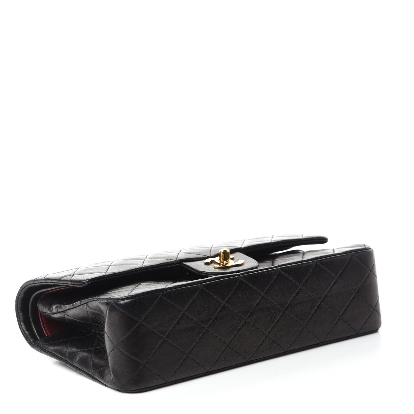 Lambskin Quilted Medium Double Flap Black