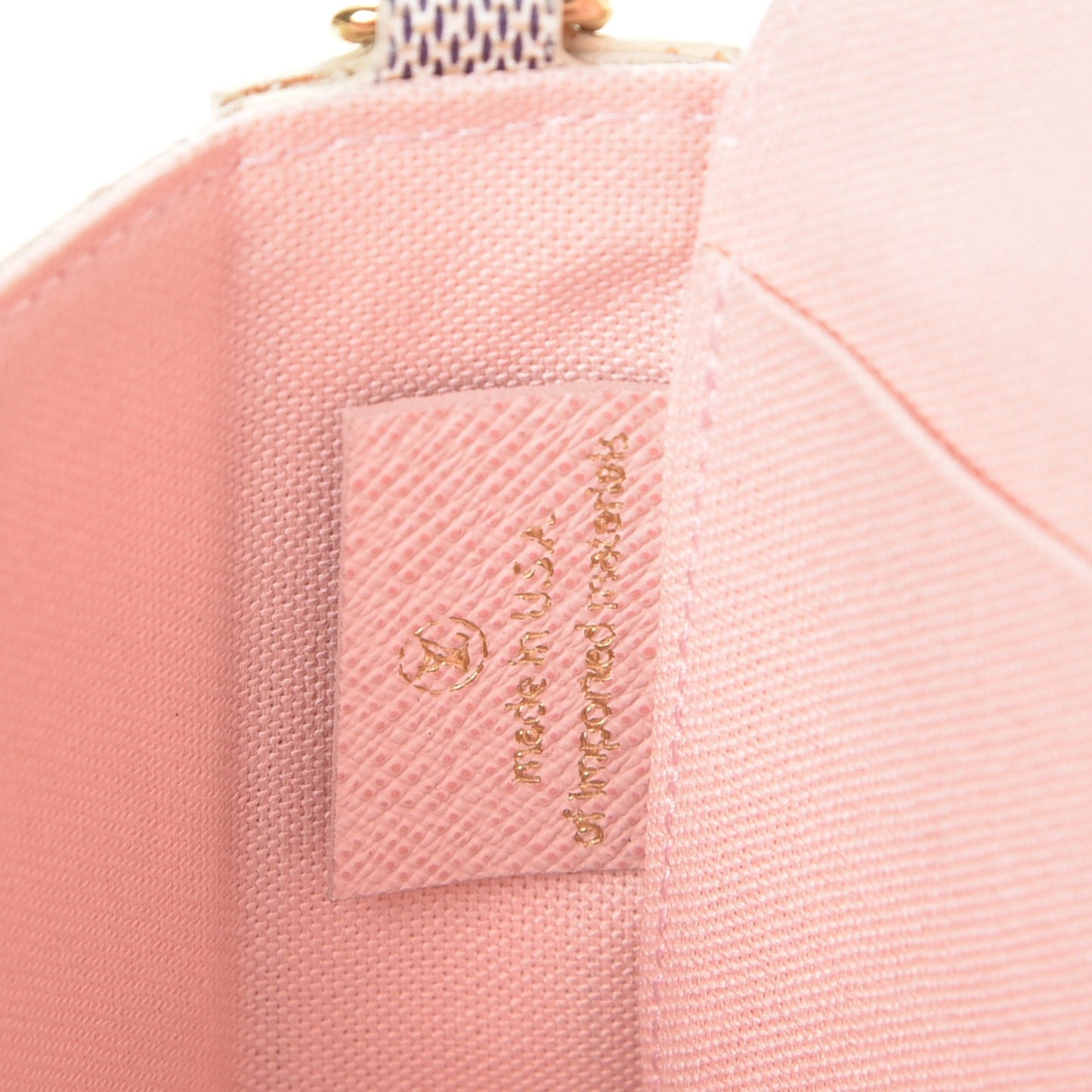 Damier Azur Pochette Felicie Chain Wallet Rose Ballerine