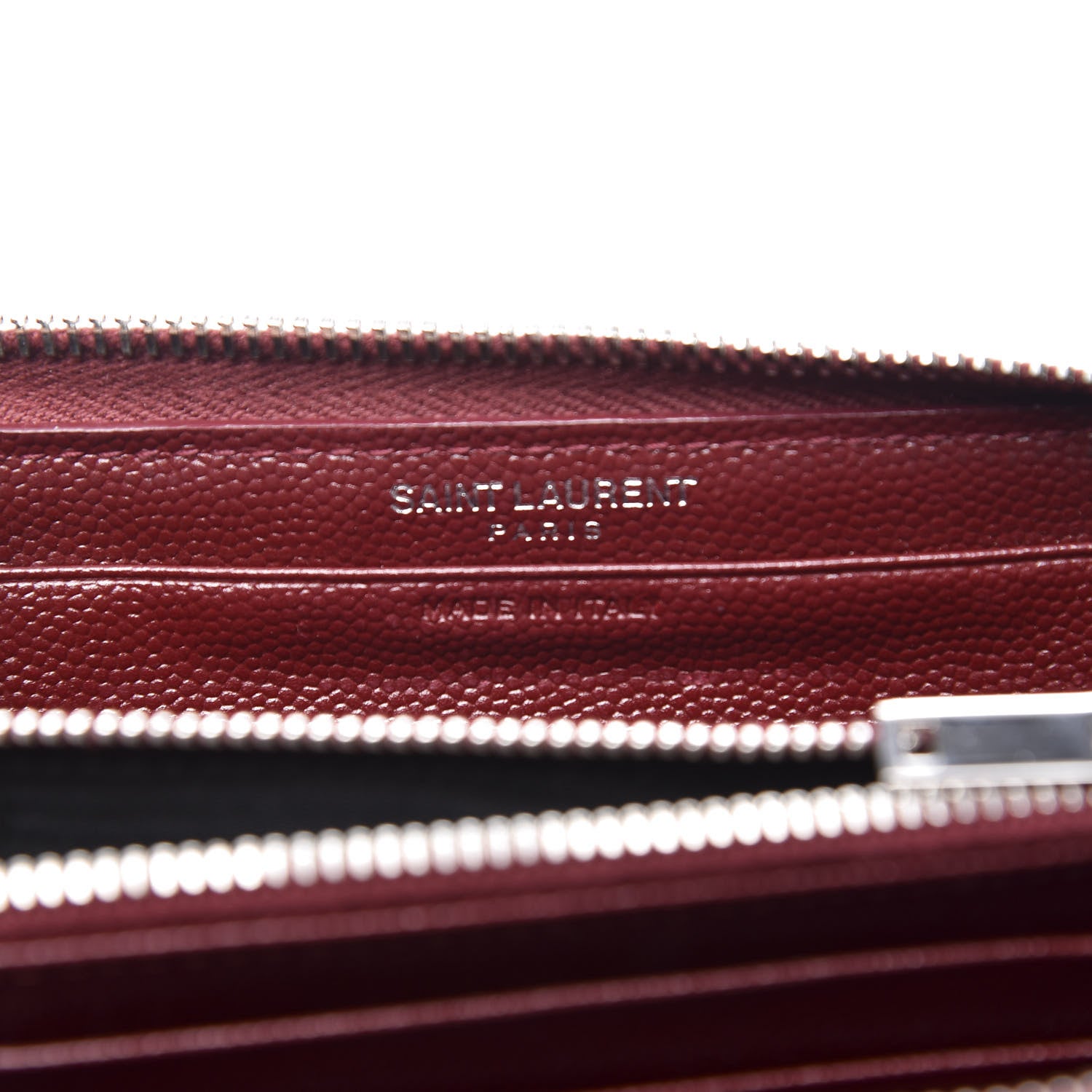 Saint Laurent Grain De Poudre Matelasse Chevron Monogram Zip Around Wallet Palissandre 7 of 8