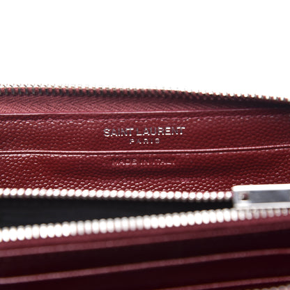 Saint Laurent Grain De Poudre Matelasse Chevron Monogram Zip Around Wallet Palissandre 7 of 8