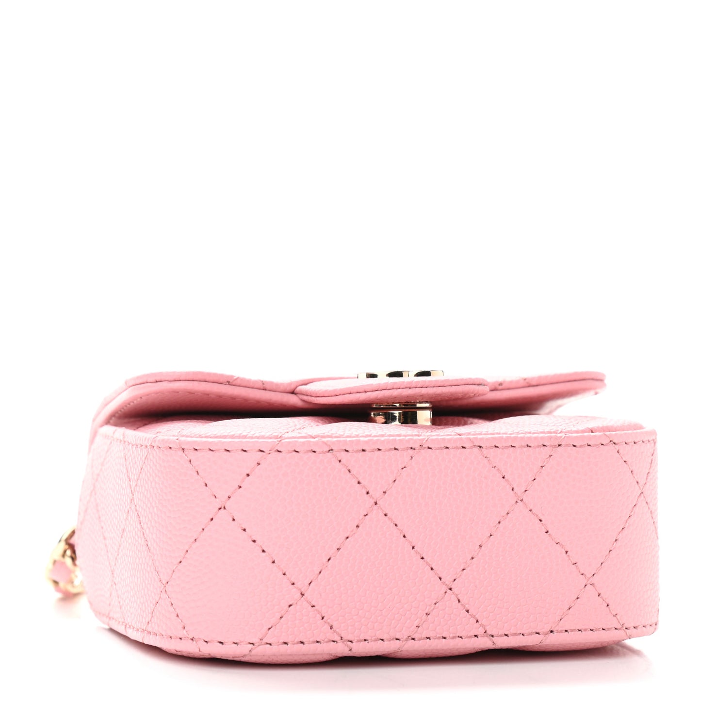 Caviar Quilted Mini Clutch With Chain Pink