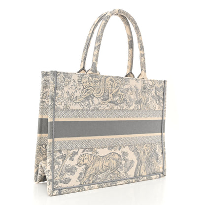 Christian Dior Canvas Embroidered Medium Dioriviera Toile De Jouy Book Tote Gray 3 of 9