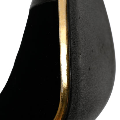 Chanel Velvet Satin Cap Toe Pearl Pumps 38 Black 10 of 13