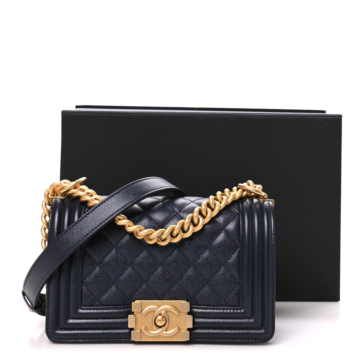 Chanel Caviar Quilted Small Boy Flap Dark Blue 11 of 11