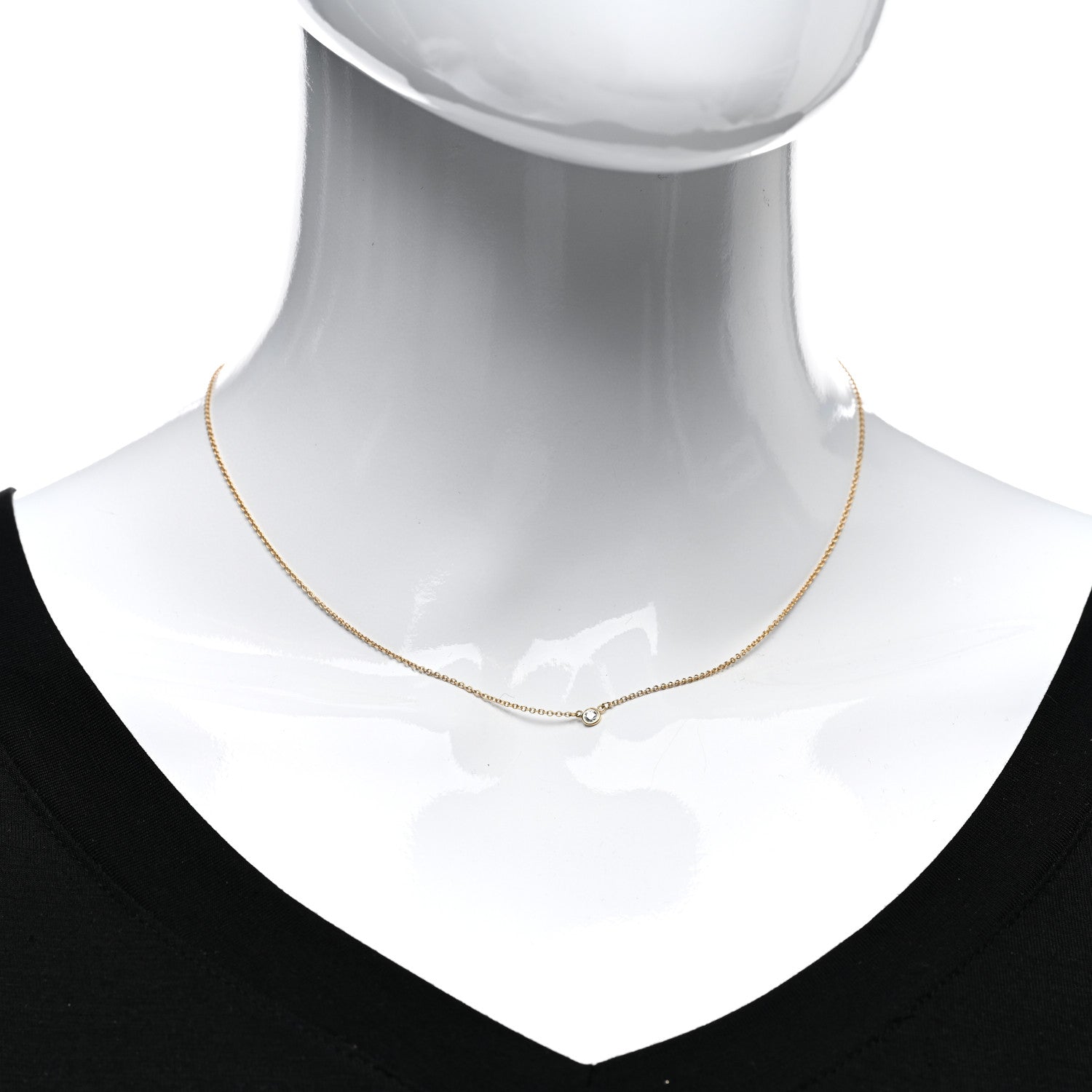 Tiffany 18K Yellow Gold Diamond .05ct Elsa Peretti Diamonds by the Yard Pendant Necklace 2 of 4