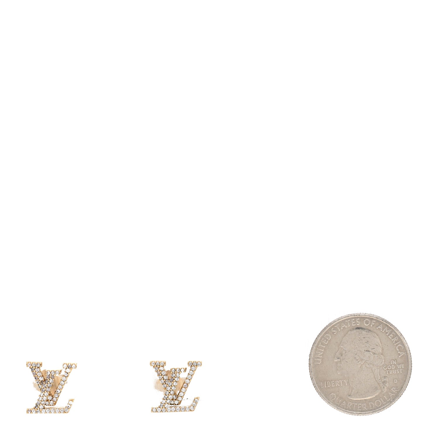 Louis Vuitton Metal Crystal LV Iconic Earrings Gold 2 of 5
