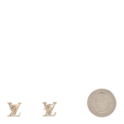 Louis Vuitton Metal Crystal LV Iconic Earrings Gold 2 of 5