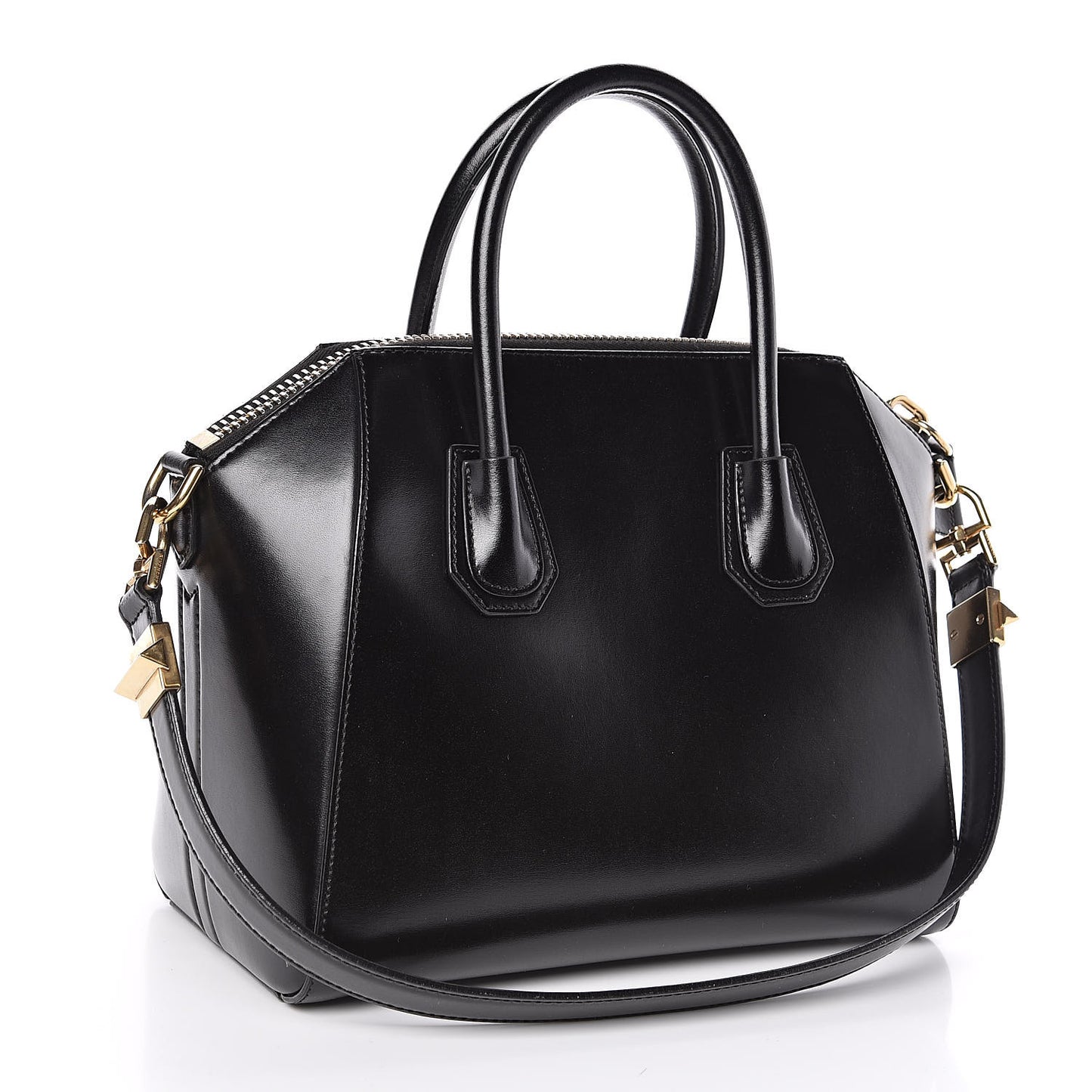 Shiny Lord Calfskin Small Antigona Black