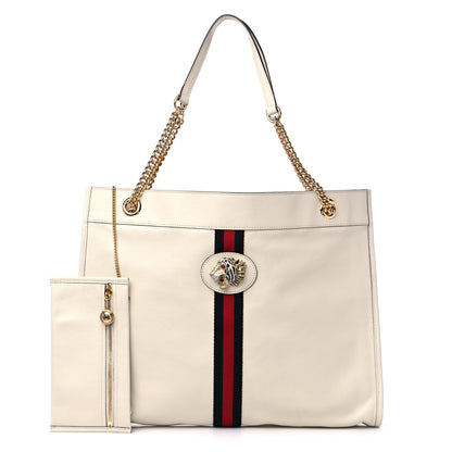 Gucci Suede Calfskin Large Rajah Chain Tote White 1 of 10