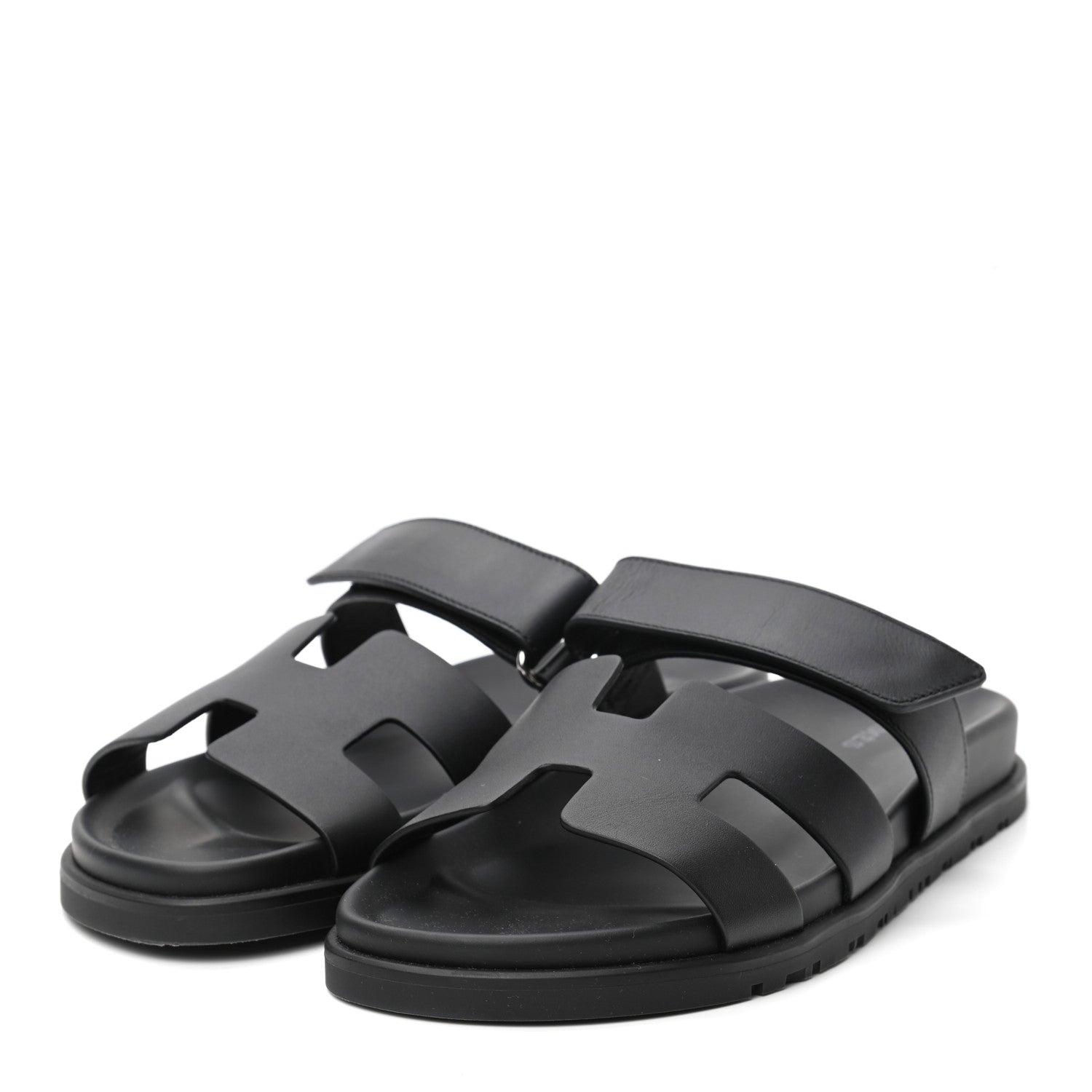 Hermes Calfskin Womens Chypre Sandals 38.5 Black 2 of 7