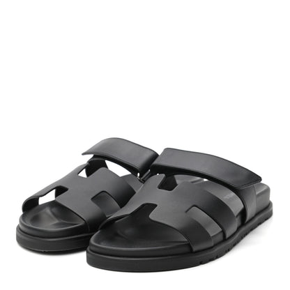 Hermes Calfskin Womens Chypre Sandals 38.5 Black 2 of 7