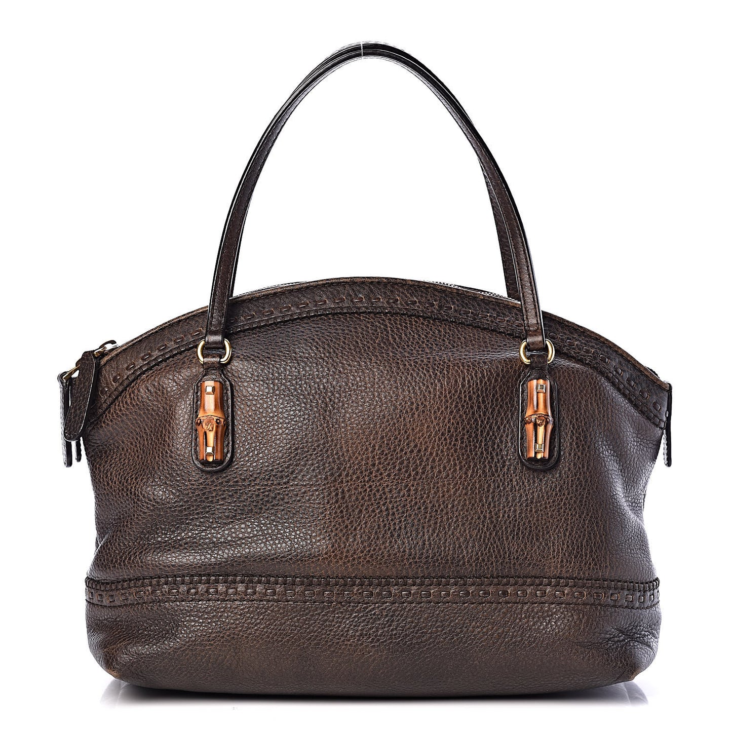 Calfskin Laidback Crafty Dome Satchel Dark Brown