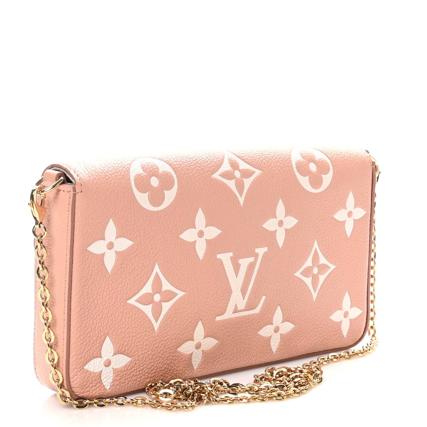 Empreinte Monogram Giant Felicie Pochette Chain Wallet Rose Trianon Creme