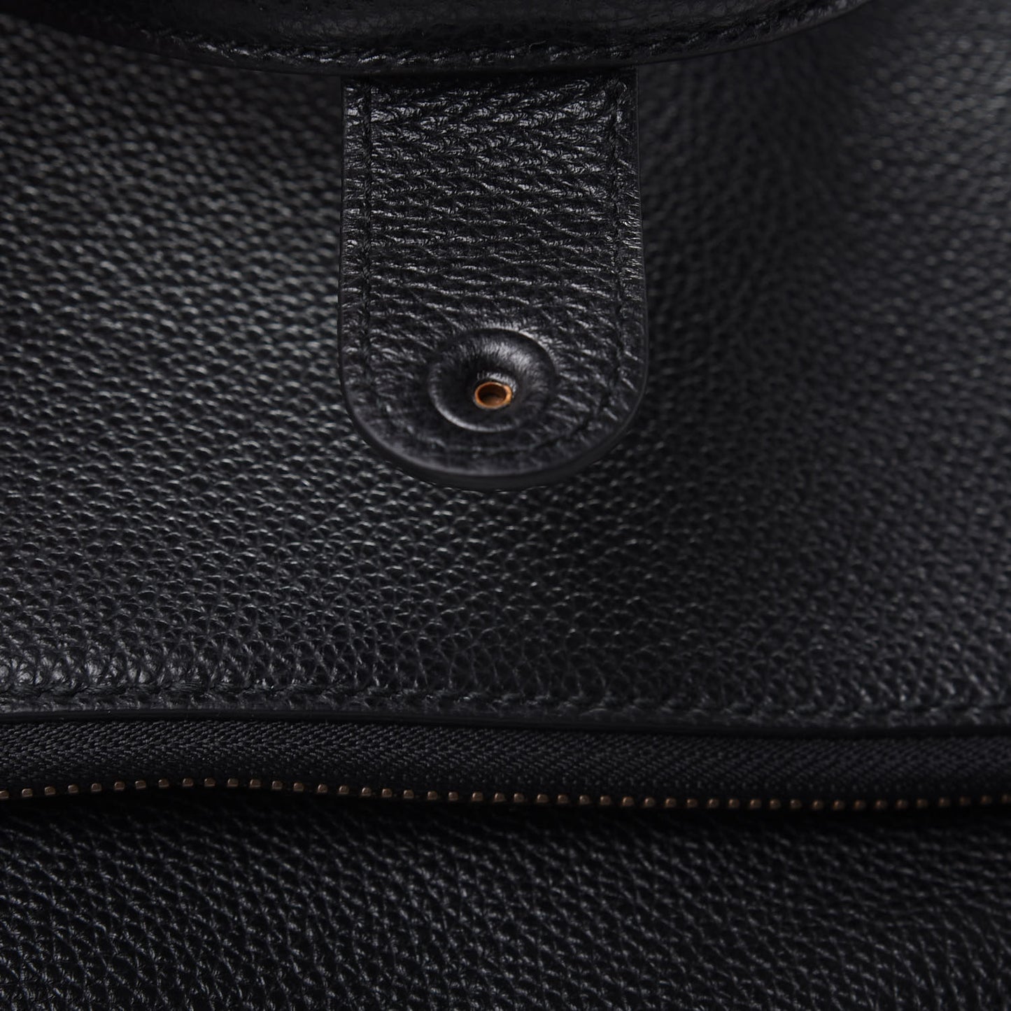 Grained Calfskin Logo Duffle Bag Black