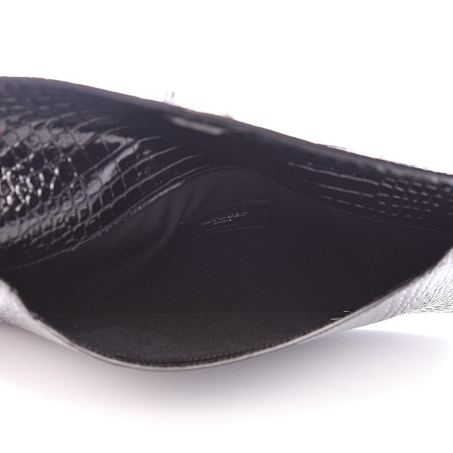 Calfskin Crocodile Embossed Uptown Monogram Clutch Black