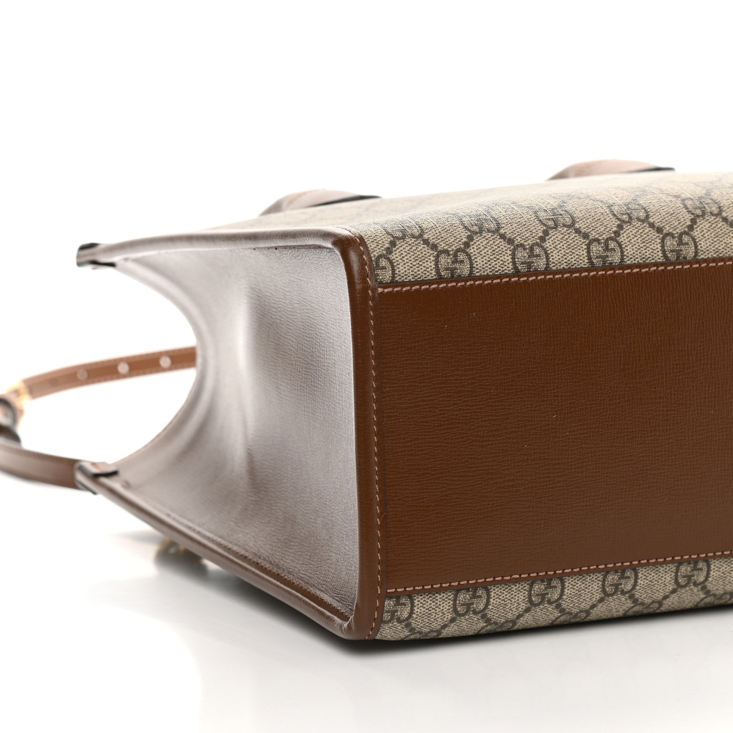 Gucci GG Supreme Monogram Azalea Calfskin Small Retro Interlocking G Tote Bag Beige Ebony Brown Sugar 8 of 9