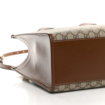 Gucci GG Supreme Monogram Azalea Calfskin Small Retro Interlocking G Tote Bag Beige Ebony Brown Sugar 8 of 9