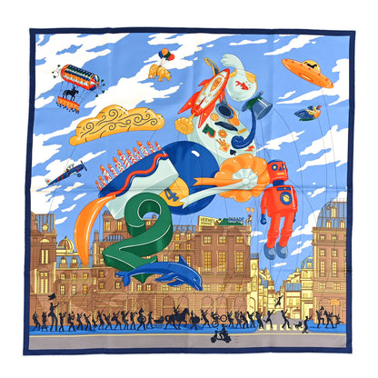 Hermes Silk Parade Scarf 90 Bleu Jaune Multicolor 1 of 3
