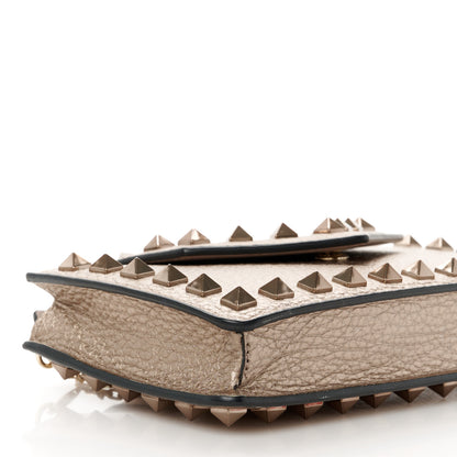 Valentino Garavani Metallic Pebbled Calfskin Rockstud Phone Case With Chain Sasso 10 of 12