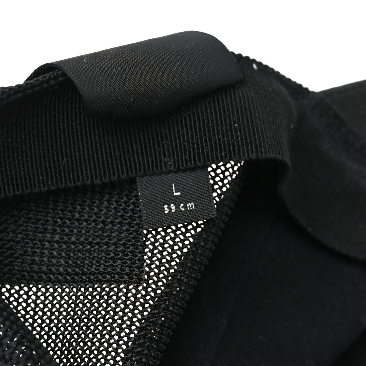 Nylon Light Mesh Dollar Calfskin GG Monogram Baseball Hat L Black