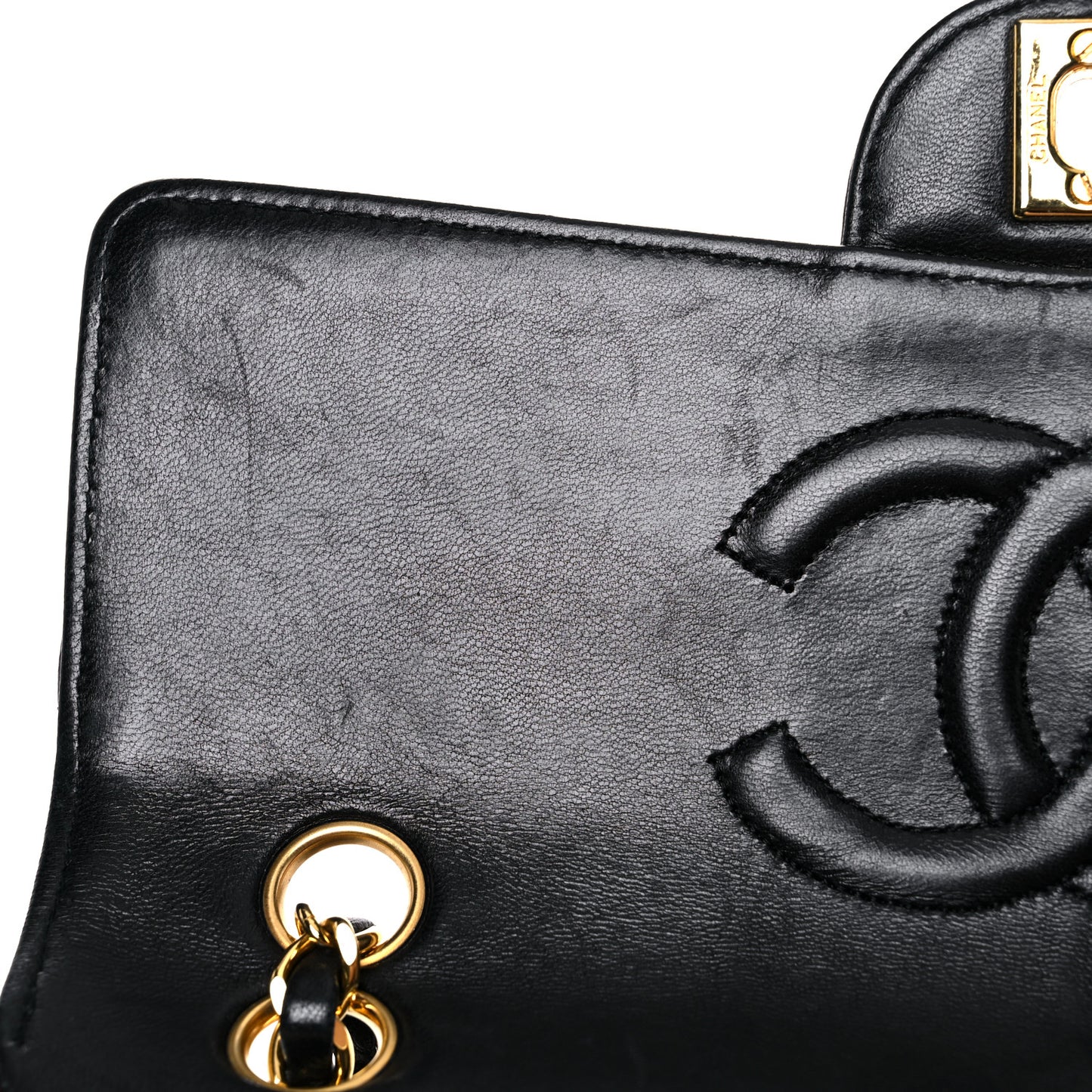 Lambskin Quilted Medium Single Flap Black