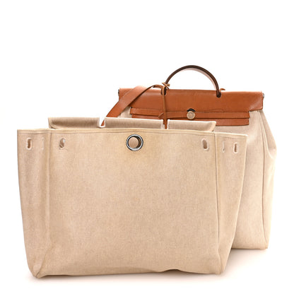 Hermes Toile Vache Calfskin Herbag 40 GM Natural 3 of 12
