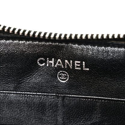 Chanel Lambskin Quilted Large Gusset Zip Around Wallet Black 6 of 10