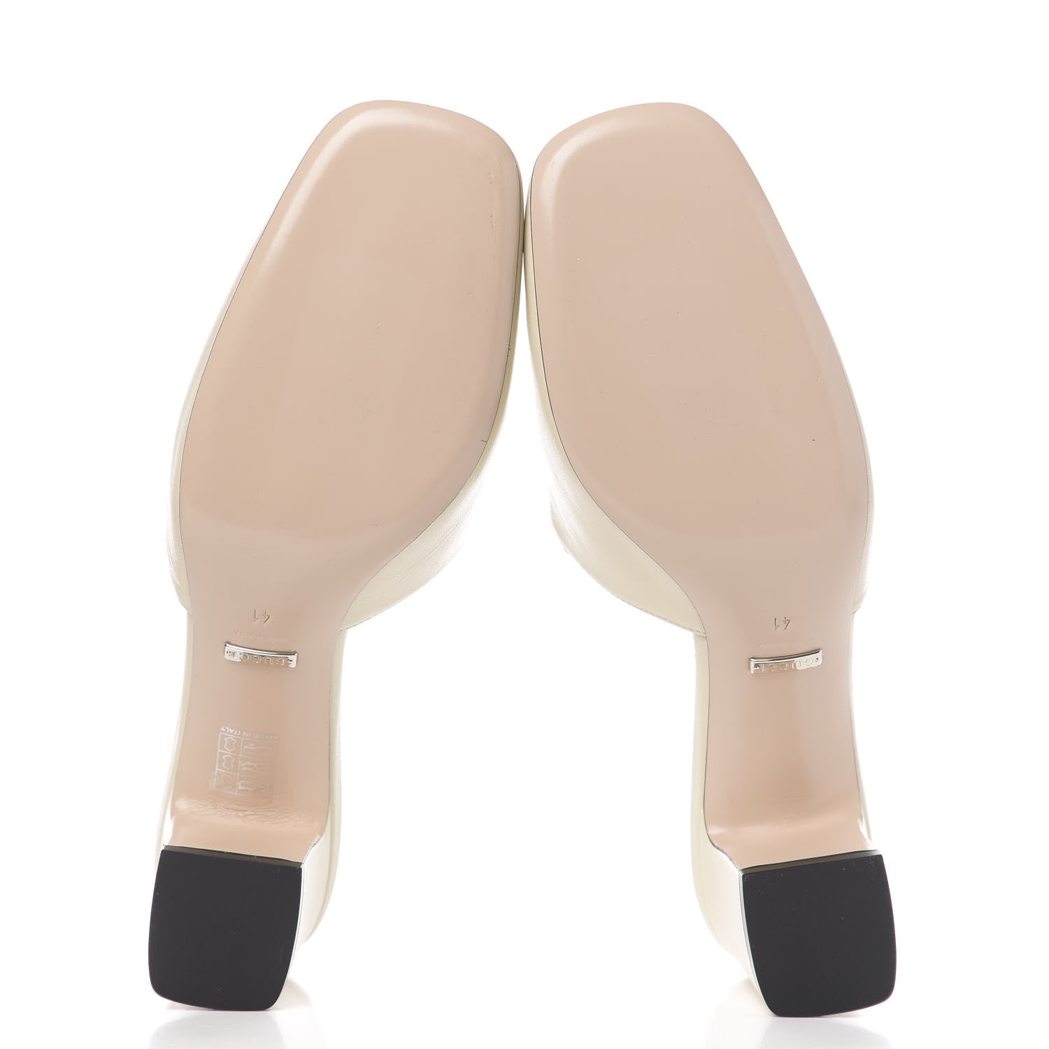 Gucci Malaga Kid Crystal Square G Madelyn Mules 41 Vintage White 5 of 7